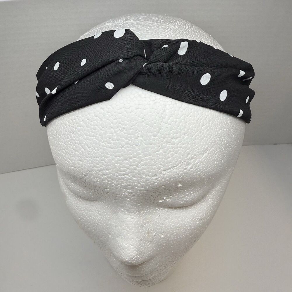 L. Erickson France Luxe Interlock Poke-A-Dot Elastic Headband With Buttons New